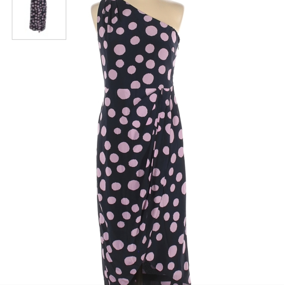 J Crew One Shoulder Poka Dot Dress